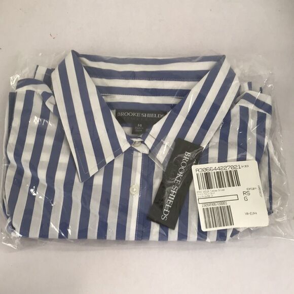 BROOKE SHIELDS Timeless Striped Stretch Poplin Shirt - Picture 6 of 6